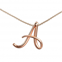 Alphabets of Love - "A" with Italy Gold Chain in 18K Rose Gold